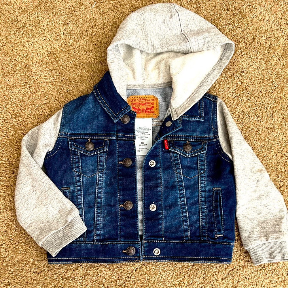 Levi’s hooded Jean and Gray French Terry Jacket - Size 18 Months